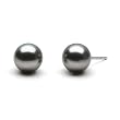 HinsonGayle Handpicked AAA 8.0-9.0mm Silver Black Tahitian Cultured Pearl Stud Earrings (14K White Gold)