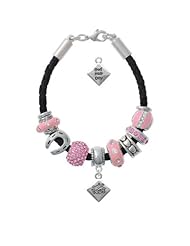 2-D "Bad Hair Day" with Girl on a Light Pink Love & Luck Beaded Bracelet Delight