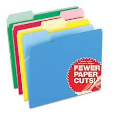 Pendaflex CutLess File Folders, 1/3 Cut, Top Tab, Letter, Assorted Colors, 100 Per Box,( 48440)