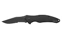 Kershaw Black Shallot Knife with Tungsten DLC Black coating on Blade & Handle and Partially Serrated Blade