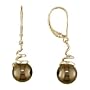14K Yellow Gold 8-8.5mm Brown Pearl Spiral Drop Lever Back Earrings