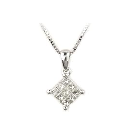 14K White Gold 1/5 ct. Princess Cut Diamond Necklace