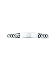 Sterling Silver Medical Alert ID Curb Chain Bracelet - Length 8 Inch