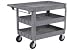 Large Deluxe 3 Shelf Plastic Utility & Service Cart 6 Pneumatic Casters