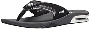 Reef Men's Fanning Flip Flop, Black/White Flash, 14 M US