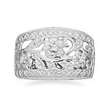 Rhodium Plated Flower Ring with CZs