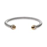 Eve's Addiction Designer Inspired Cable Style Cuff Bracelet with Gold Caps