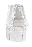 Badger Basket Elite Oval Bassinet with Waffle/Trim Bedding, White/Blue