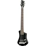 Hofner Shorty Guitar - Black Shorty Full Sized Neck Travel Electric Guitar w/ Gigbag
