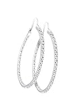 Studio 925 Hula Hoop White Diamond CZ Pave Sterling Silver Hoop Earrings