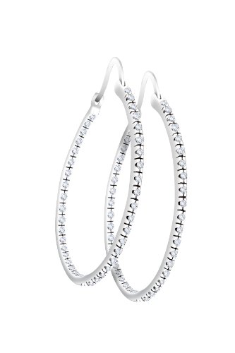 Studio 925 Hula Hoop White CZ Pave Sterling Silver Hoop Earrings
