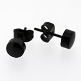 Urban Male Black Stainless Steel Mens Stud Earrings 6mm (Pair)