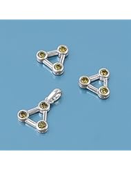 Sterling Silver Green CZ Triple Stone Triangle Earring Pendant Set