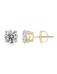 2 ct Solitaire Diamond Stud Earrings in Yellow Gold