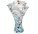BLUE AND BROWN BLOWN GLASS VASE HOME DECOR