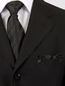 Frenzi Uomo Mens 3 Button Black 2PC Suit, Super 130s, Single Breasted, Pleated Pants
