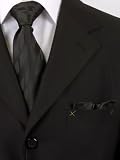 Frenzi Uomo Mens 3 Button Black 2PC Suit, Super 130s, Single Breasted, Pleated Pants