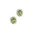 14K Yellow Gold 0.04 ct. Diamond and 6 x 4 MM Oval Shaped Peridot Earrings