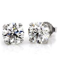 1 1/2 Carat IGI Certified Round Brilliant Cut Diamond Stud Earrings White Gold Screw Back (H-I Color SI2-I1 Clarity)