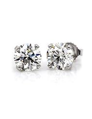 IGI Certified 1/2 Carat Round Brilliant Cut Diamond Stud Earrings White Gold 4 Prong Push Back (J-K Color I1-I2 Clarity)