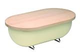 Typhoon Capsule Gloss Cream Steel Bread Bin with Reversable Beech Chopping Board Lid