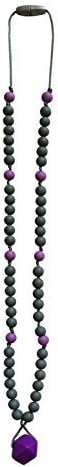 Silicone Teething Mala Necklace (Grey/Purple)