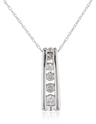 10k White Gold 5-Stone Diamond Pendant (1/4 cttw, H-I Color, I2-I3 Clarity), 18"