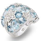 Women's Young Line Aquamarine Cubic Zirconia Special Plating Ring, Size: 5-10 Sterling Silver .925