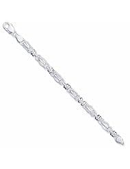 Sterling Silver 7.5inch Polished Diamond-cut Fancy Link Bracelet