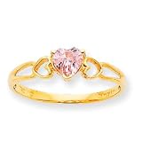 10k Genuine Pink Tourmaline Birthstone Ring - Size 6