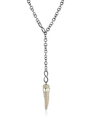 Deanna Hamro Atelier "Y" Crystal Golden Shadow Pave Horn Adjustable Necklace