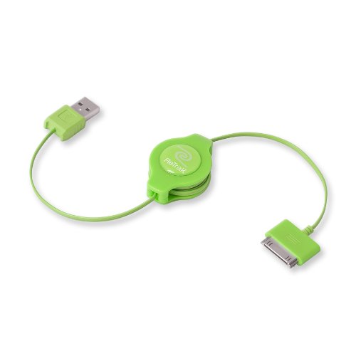 ReTrak Retractable iPod/iPhone/iPad USB Cable, Green (ETIPODUSBGN)