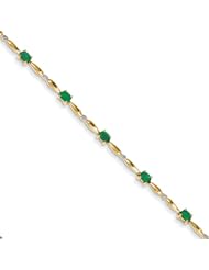 14k Diamond And Emerald Oval Bracelet