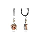 Eve's Addiction Designer Inspired Heart Shaped Champange CZ Earrings