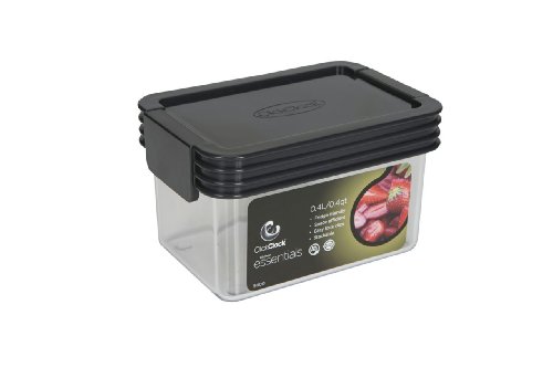 Click Clack Kitchen Essentials .45-Quart Airtight Container, Charcoal Lid