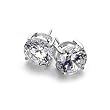 White Gold Rhodium Bonded .925 Sterling Silver Prong Set 8mm CZ Stud Earrings, 4.0 ct Total in Silvertone