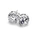 White Gold Rhodium Bonded .925 Sterling Silver Prong Set 8mm CZ Stud Earrings, 4.0 ct Total in Silvertone