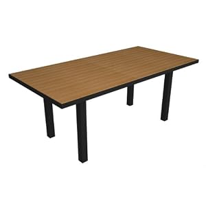 Polywood Euro All-Weather Rectangle Dining Table, Black with Plastique Slats by 