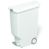 IMAGE OF simplehuman Step Trash Can, Slim, Plastic, 10-1/2 Gallons, White