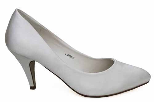 Womens Ivory Satin Wedding Bridal Ladies Heels Shoe