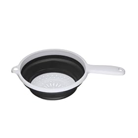 Premier Housewares Zing 20 cm Diameter Single Handle Collapsible Colander, Black/ White
