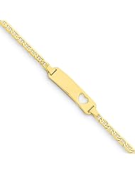 14k 6in Engraveable with Stamped-Out Heart Baby/Child ID Bracelet Cyber Monday Special