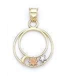 14k Tricolor Sun Moon Star Pendant