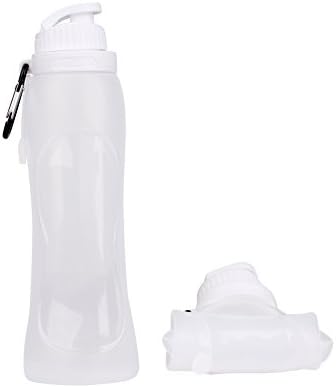OutdoorTiger Silicone Foldable Water Bottle, 500ml/17oz, Stand Up, BPA Free, FDA Approved, Reusable and Leakproof Sport Collapsible Water Bottle - White