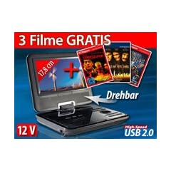 auvisio Portabler DVD-/Media-Player "DMP-700" mit 7"-TFT inkl. 6 Filme