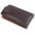 Deep Brown quality flip leather case - for Apple iPhone 3G
