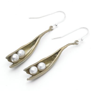 Peapod Drop Earrings by Michael Michaud