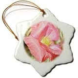 Natures Expression of a Peach Poppy - 3 Inch Snowflake Porcelain Ornament