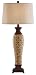 42 inch Golden Dark Coffee Ceramic Table Lamp with Oval Cream Faux Silk Shade