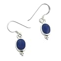 Simple Elegant Blue Onyx Sterling Silver Hook Earrings